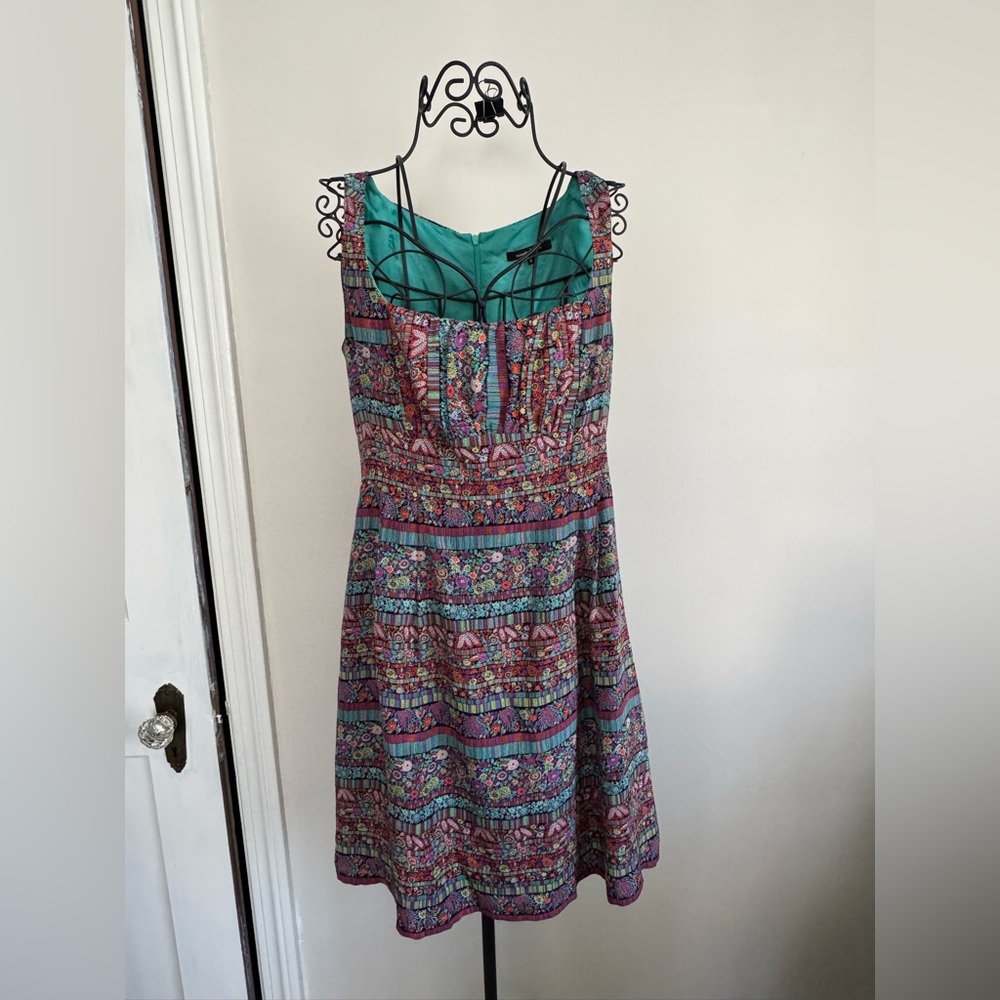 Nanette Lepore Teal & Multicolor Floral Midi Dress
